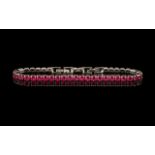 Ruby Style Tennis Bracelet, 40 Round Cut Ruby Style Stones Of Rich, Glowing Red,