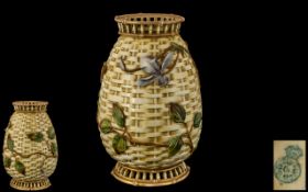 Royal Worcester Nice Quality Basket Weave / Trellis Vase,