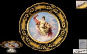 Royal Vienna Fine Quality Porcelain Hand Painted and Signed Tazza. c.1890 - 1900.