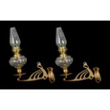 A Pair of Vintage Oil Lamps fitted to a