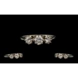 Platinum 1930's Nice Quality 3 Stone Diamond Ring, marked platinum,