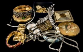 A Collection of Assorted Costume Jewellery and Compacts.