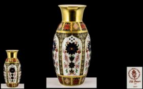 Royal Crown Derby Old Imari 22ct Gold Banded Large Iris Vase. Pattern 1128 & Date 2016. Height 10.