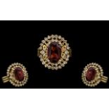 18ct Gold - Attractive and Heavy Ruby and Diamond Set Cluster Ring - Flower head Design.