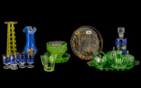 Collection of Coloured Glass Items,