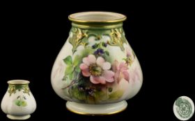 Royal Worcester Hand Painted Ovoid Shaped Small Vase,