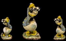 Golfing & Disney Interest. Rare 1930's /1940's Painted Chalk Figure of Donald Duck Playing Golf.