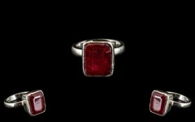 925 silver ruby gemstone ring with a 10ct ruby stone.