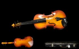 Violin and Bow In Fitted Case. Please See Accompanying Image.