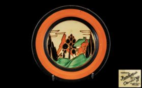 Clarice Cliff Hand Painted Small Plate ' Trees and House ' Design, Fantasque Range, Date 1929.