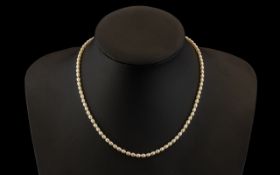 9ct Gold Pearl Necklace with 9ct Gold Clasp. Pearls are of Good Colour and Quality. 16 Inches.