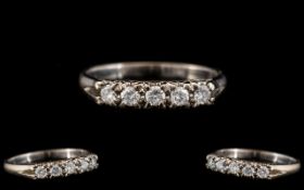 14ct White Gold Attractive 5 Stone Diamond Set Ring. Marked 14ct to Interior of Shank. The Round