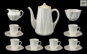 Shelley China ( 15 ) Piece Dainty White Coffee Service. c.1930's.