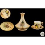 Royal Worcester Collection of Hand Painted Blush Ivory Items ( 4 ) Items In Total.