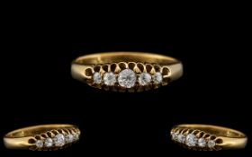 Victorian Period - Attractive 15ct Gold 5 Stone Diamond Ring with Gallery Setting. Wonderful