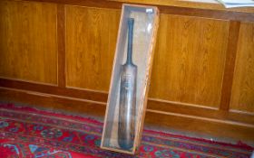 Antique Cricket Bat with a presentation silver plaque attached reading 'Presented To A Bramhall by