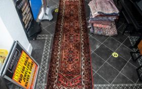 Beautiful Iranian Terracotta Ground Carpet/Rug Hamadon Medallion Design. Label reads Made in Iran.