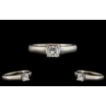Platinum Superb and Contemporary Designed Single Stone Diamond Set Ring with Full Hallmark 950