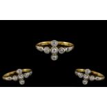 Antique Period - Attractive 18ct Gold and Platinum Diamond Set Ring, In the Form of a 4 Leaf Clover.