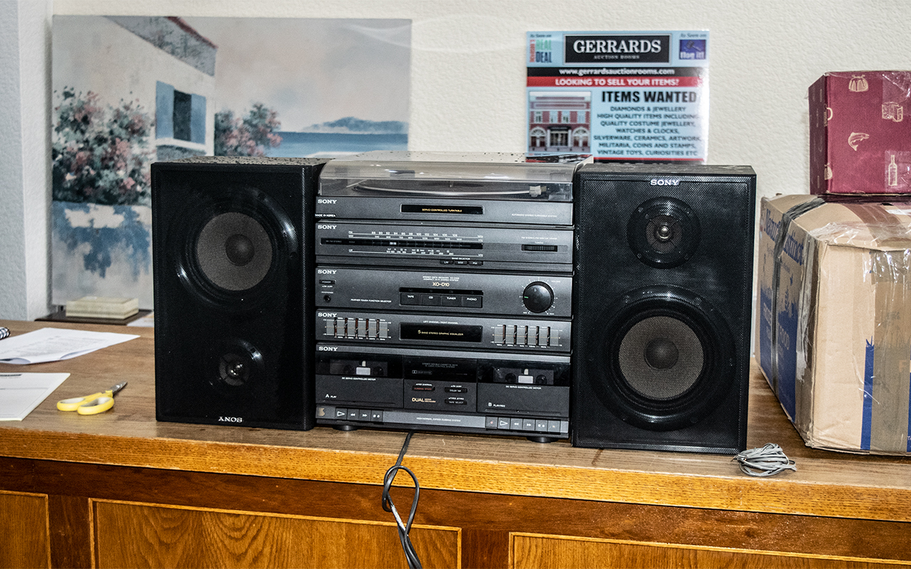 A Sony Stereo Deck and Speakers
