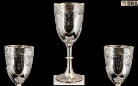 Victorian Period Large and Impressive Sterling Silver Chalice of Wonderful Proportions,