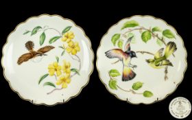 Royal Worcester Hand Painted Ltd Edition Pair of Dorothy Doughty ' Flowers and Birds ' Cabinet