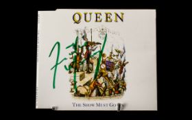 Queen Freddie Mercury Rare 1991 Autograph The Show Must Go On Single Cover With COA.