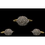 Antique Period - Attractive 18ct Gold Diamond Set Cluster Ring.