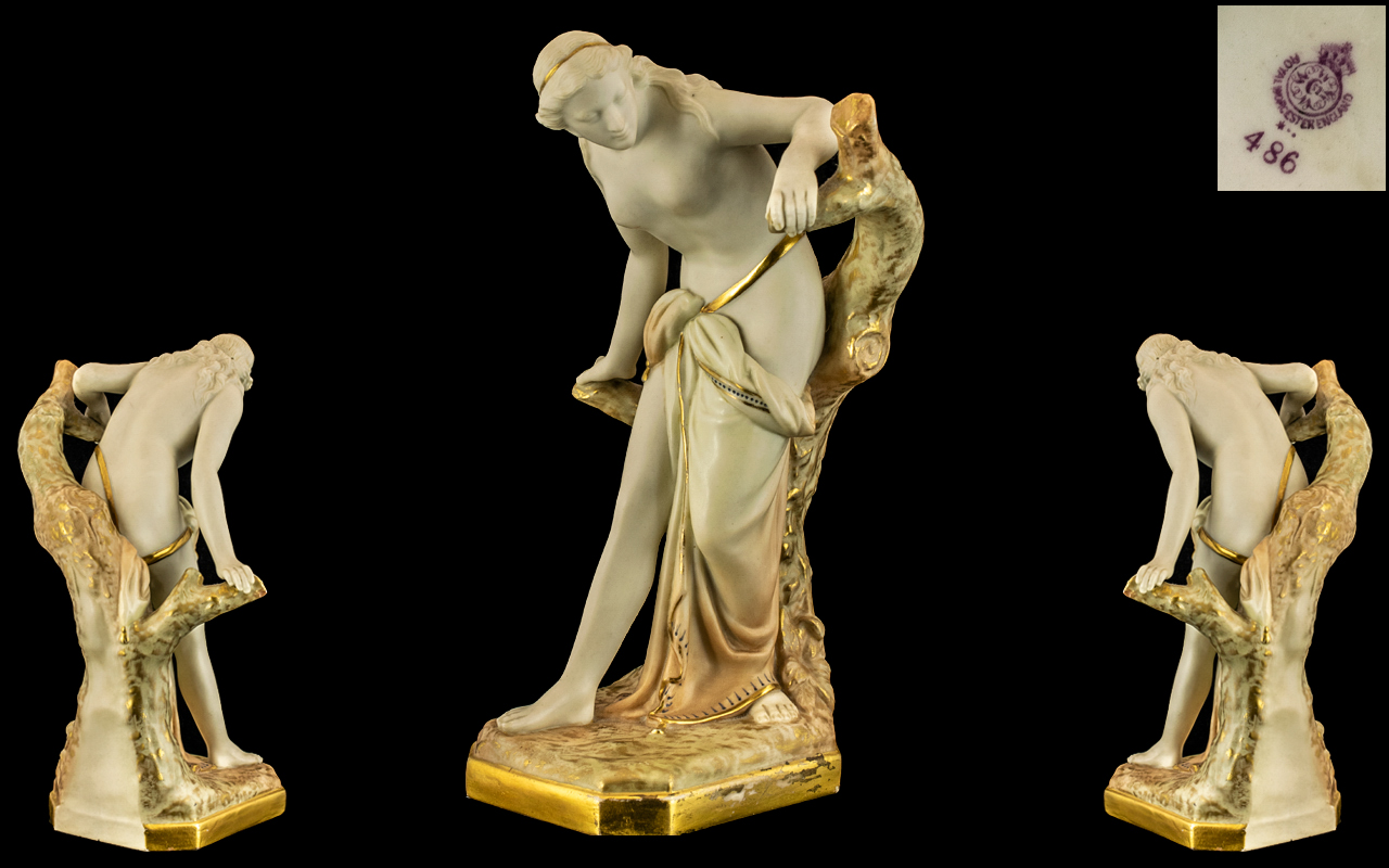 Royal Worcester Superb Quality Hand Painted Porcelain Figure ' Surprised Bather ' Classical Female