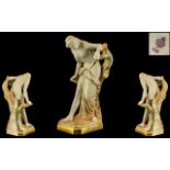 Royal Worcester Superb Quality Hand Painted Porcelain Figure ' Surprised Bather ' Classical Female