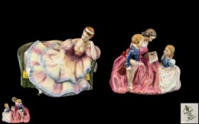 Royal Doulton Pair of Hand Painted Porcelain Figures. 1/ ' The Bedtime Story ' HN2059. Designer L.