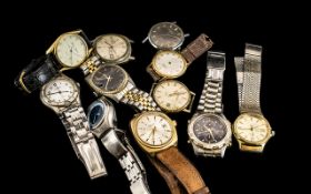 A Collection of Assorted Gents Vintage Watches. Comprising Accurst, Fossil, Polaris, Sekonda etc.