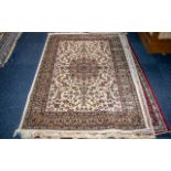 A Cashmere Ivory Ground Unique Medallion Design Rug measuring 1.70 by 1.20 m. As new condition.