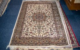 A Cashmere Ivory Ground Unique Medallion Design Rug measuring 1.70 by 1.20 m. As new condition.