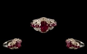 Ruby Art Deco Style Ring, an oval cut ruby of 2.