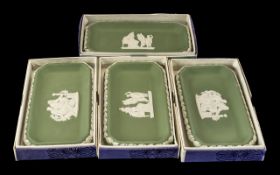 Four Wedgwood Green Jasper Oblong Sweet Dishes. All in original boxes with paperwork.