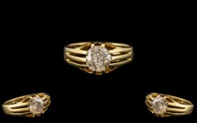 18ct Yellow Gold Gypsy Set Single Stone Diamond Ring.