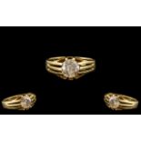 18ct Yellow Gold Gypsy Set Single Stone Diamond Ring.