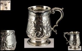 George III Silver Tankard with Embossed Decoration to Body ( Embossed In a Later Period ) Hallmark