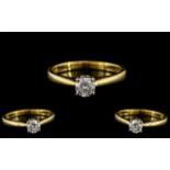 18ct Yellow Gold - Superb Quality Contemporary Designed Single Stone Diamond Ring.