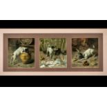 Three Framed Prints of a Jack Russell Terrier being mischievous. Framed and glazed.