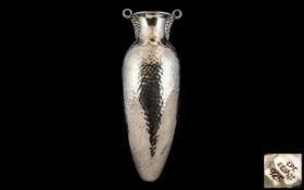 Greek - 19th Century Superb Planished - Hammered Sterling Silver Amphora Rose or Posy Holder / In