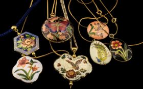 Large Amount of Chinese Enamel Pendants. Good Collection of Enamel Pendants and Necklaces.