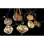 Large Amount of Chinese Enamel Pendants. Good Collection of Enamel Pendants and Necklaces.