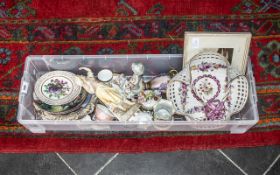 Collection of Miscellaneous Porcelain Items comprising Dresden type basket, Derby cup,