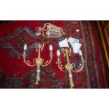 A Pair of Ormolu Reproduction Wall Aplite's with a ribbon design support. Two branch.