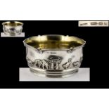 Victorian Period - Late 19th Century Superb Quality Cast Sterling Silver Noah's Ark Children's Bowl,