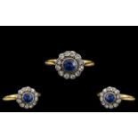 Antique Period Superb Quality 18ct Gold Diamond and Sapphire Set Cluster Ring.