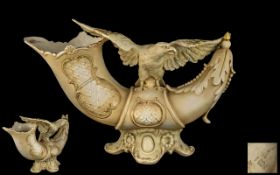 Royal Worcester Style 19th Century - Large Blush Ivory Figural Centrepiece In the Form of a Large