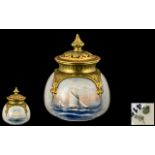 Royal Worcester - Signed and Hand Painted ' Ships ' Lidded Globular Shaped Vase,